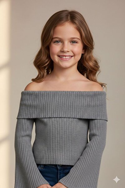 No Plan KIZ ÇOCUK FİTİLLİ KUMAŞ MADONNA VE YARASA KOL DETAYLI BLUZ