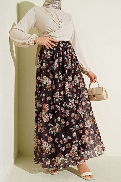 Lavanta Tekstil Пола с флорален принт и дантела