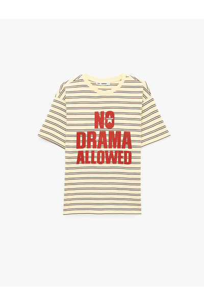 Koton Μπλουζάκι με κοντό μανίκι με λαιμόκοψη με τύπωμα