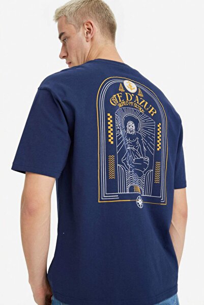 DeFacto %100 Pamuk Boxy Fit Baskılı Tişört F8026AX26SP