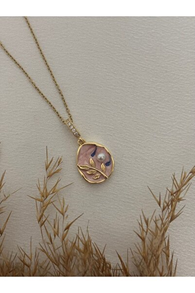 stainless steell قلادة فولاذية طراز تابلو باللون الوردي