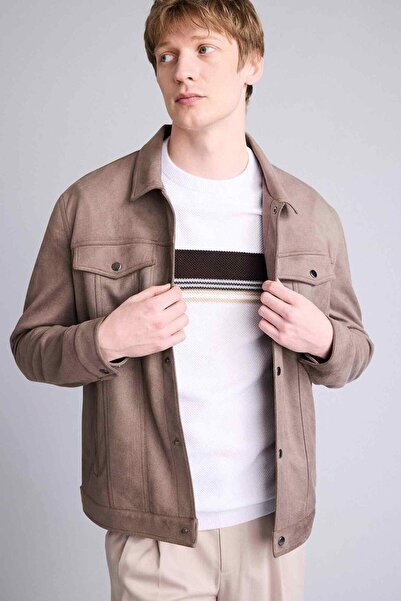 DeFacto Slim Fit Polo Collar Suede Coat G7246Ax26Sp