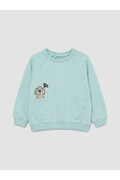 LC Waikiki Nevavm Oval Collar Printed Baby Boy Sweatshirt with Difference