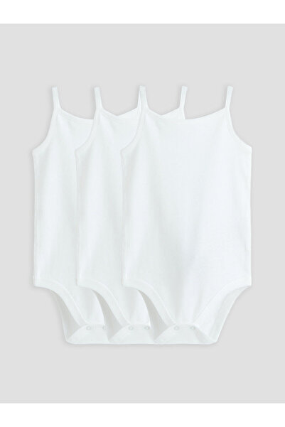 LC Waikiki Meral Collection Ecru Strappy Baby Girl Snapback Bodysuit 3-Piece