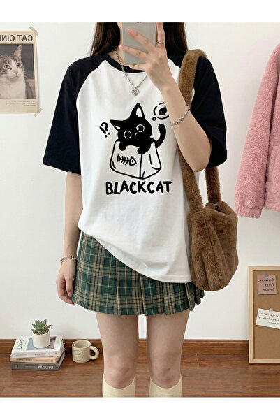 Velostra Ženske crne mačka Štampano Oversize kroj udobne za svakodnevnu upotr...