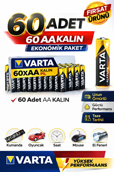 ANI OFİS KIRTASİYE A K AA Kalın Pil 60’lı Ekonomik Paket (Uzun Ömürlü)