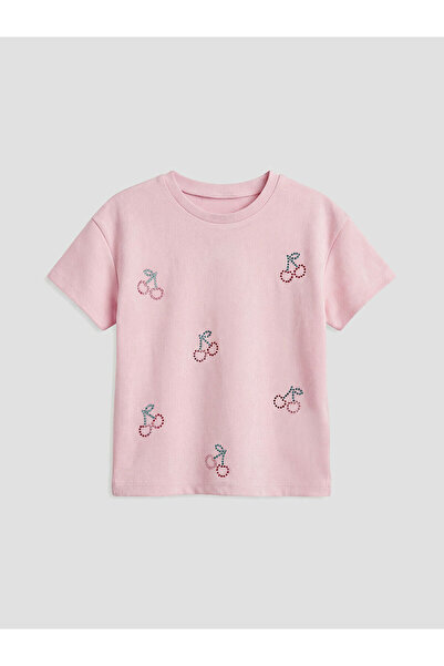 LC Waikiki Μπλουζάκι για κορίτσια με στάμπα ροζ κεράσι