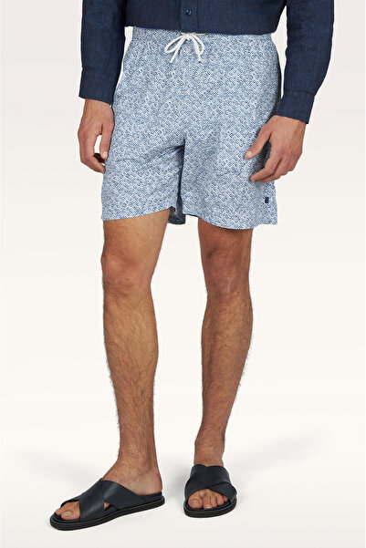 PAUL&SHARK ملابس سباحة رجالية ذات نمط هندسي سريعة الجفاف من القماش الأزرق مع ...