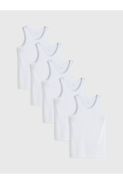 LC Waikiki Nevavm U-Neck Combed Cotton Men's Undershirt 5-Pack
