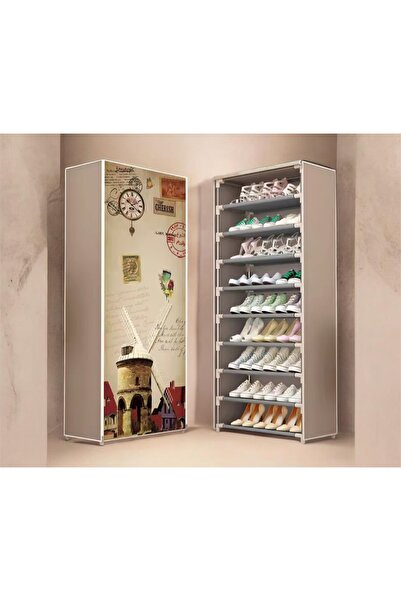 Generic خزانة أحذية قماشية بعشرة أرفف