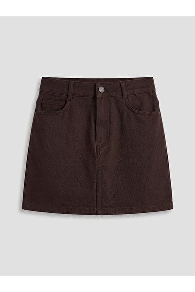 LC Waikiki M&B Collection Kahverengi Kız Çocuk Gabardin Şort Etek