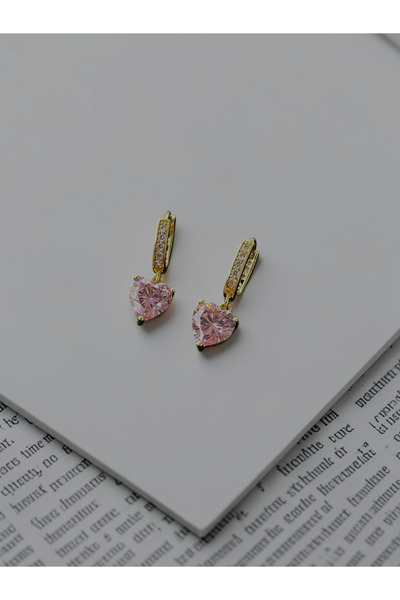 Silver Xuping Zirkon Taşlı Pembe Kristal Kalp Küpe