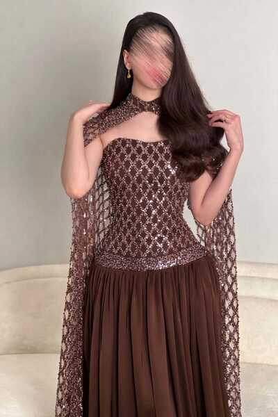 ADORA Elegant brown evening dress (please choose your size carefully to avoid...