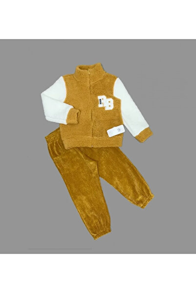 Generic Brand 1-2-3 Years Old Lamb Fabric Zippered Sweatshirt with Velvet Tro...