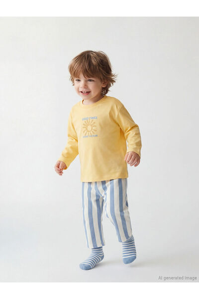 LC Waikiki تي شيرت وبنطلون للأولاد من مجموعة ميرال باللون البرتقالي