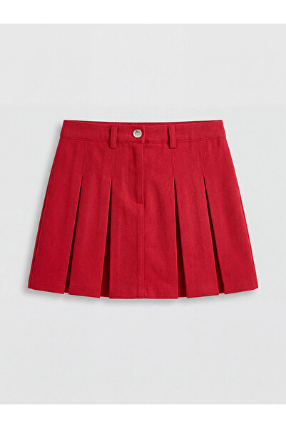 LC Waikiki Fustă scurtă din Gabardină Roșie pentru Fete