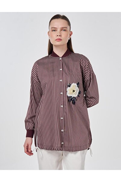 KYR Τονίκ από βισκόζη με λεπτομέρεια χειροτεχνίας σε σκούρο μπορντό