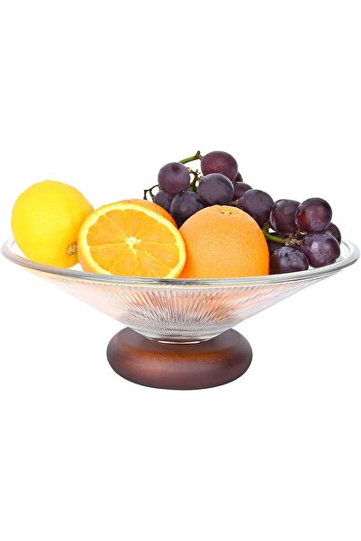 Arabest Glass Fruit Bowl – 25cm Decorative Simple Design Countertop Fruit Bas...