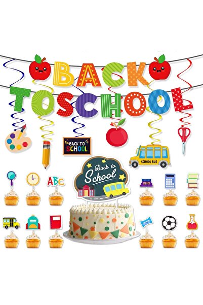 Arabest Back To School Decorations, School Party Hanging Banner Cupcake Toppe...