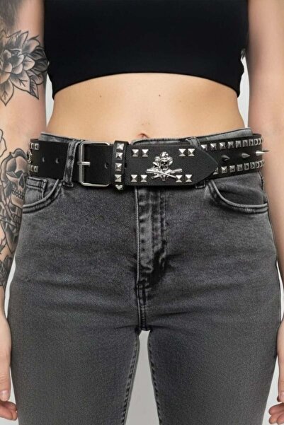 Karakedi Gothic Style Skull Staple Unisex Buckle Belt