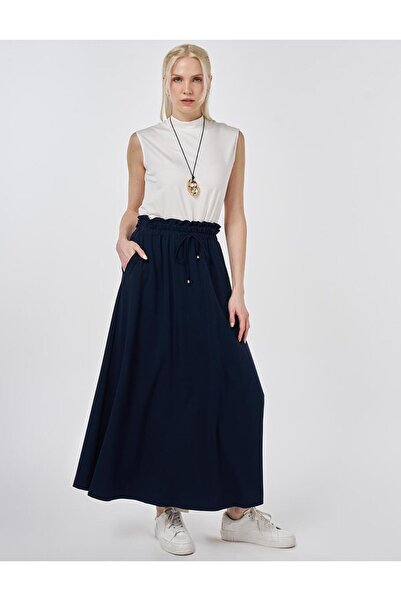 Kayra High Waist A-Line Skirt Dark Navy Blue