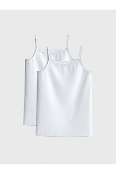 LC Waikiki مجموعة إلسيفا: قميص داخلي أبيض للفتيات بياقة مربعة وحزام من الخيط،...