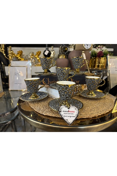 luvroshe Masal Home Black Leopar Kahve Fincan takımı