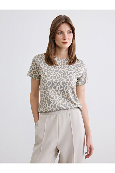 LC Waikiki Γυναικείο μπλουζάκι Meral Collection σε καφέ χρώμα με λαιμόκοψη κα...