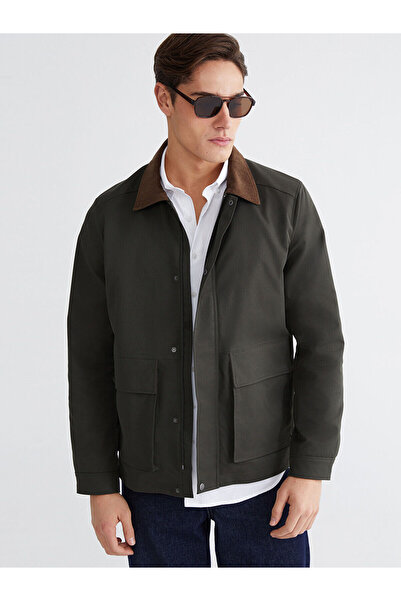 LC Waikiki Peak New Season Regular Fit Velvet Collar Gabardine Men's Coat