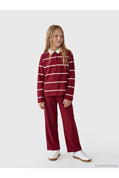 LC Waikiki Nevaa Collection Bluză și pantaloni de trening pentru fete, cu gul...