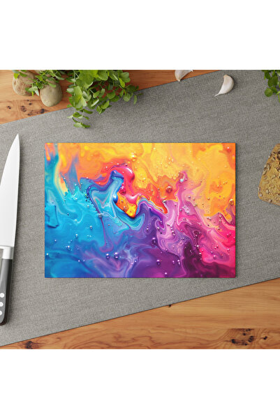 Generic Brand Stylish Tempered Glass Cutting Board Set, Non-Slip and Anti-Scr...