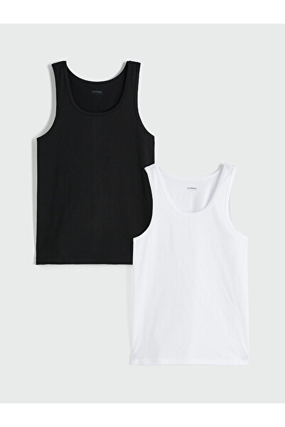 LC Waikiki Özmarka New Season U-Neck Combed Cotton Men's Undershirt 2-Pack