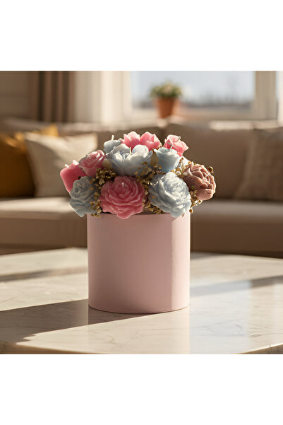 botanica Solmayan Çiçek Mum Aranjmanı | El Yapımı Dekoratif Buket Mum