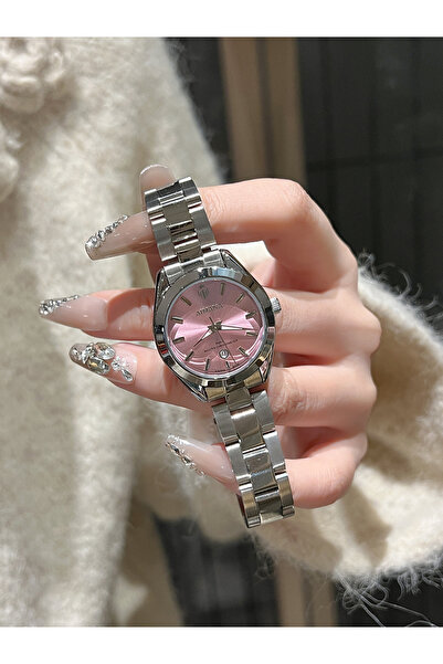 AIMANA Women's Elegant Pink Dial Watch Stainless Steel Band Quartz Movement F...