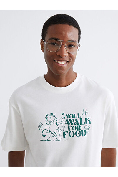 LC Waikiki Ozmarka New Season Oversize Crew Neck Garfield Printed Men's T-Shirt