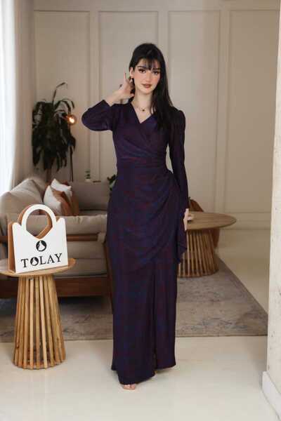 tolay long wavy evening dress