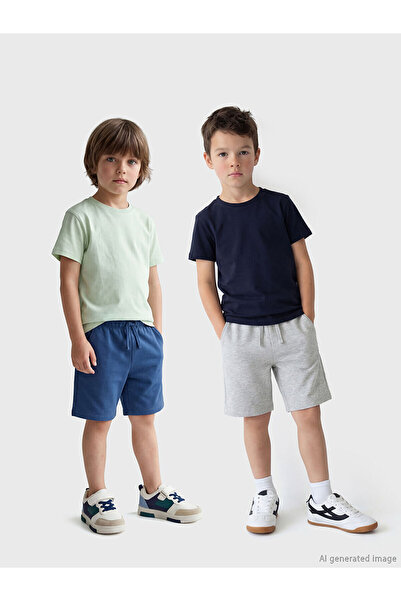 LC Waikiki مجموعة إلسيفا شورتات للأولاد باللون الرمادي مع رباط خصر، عبوة من ق...