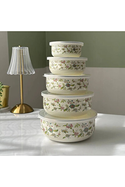G.N.C Porcelain Storage Containers Set of 5 with Floral Design