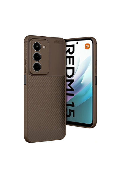 eco port غطاء كربون بتركيز تلقائي لـ Redmi 15 4G - بني