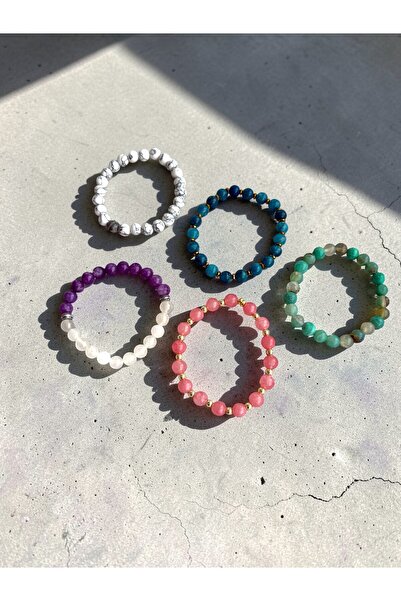 Padore Accessory مجموعة أساور من الحجر الطبيعي - 5 قطع - مع حجر احتياطي وهدية...