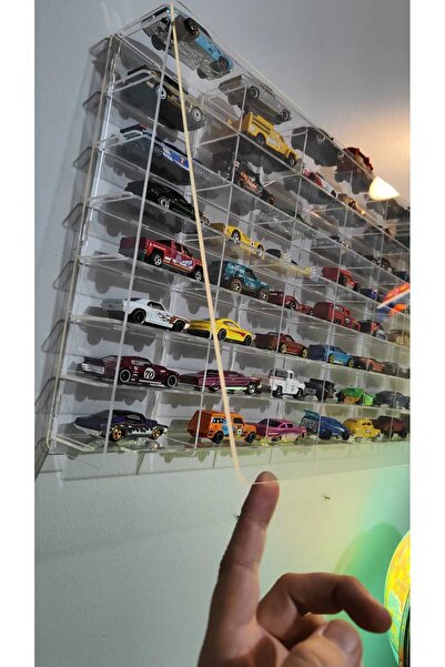 MASTERPOL Şeffaf 1/64 ölçekli Kapaklı 49lu koleksiyon araba rafı araç standı ...