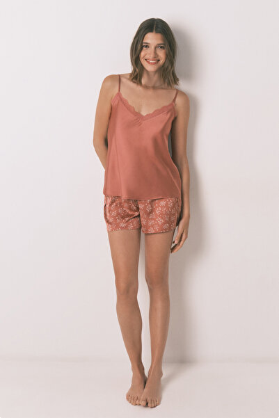 Perspective Pink Satin Strap Shorts Pajama Set