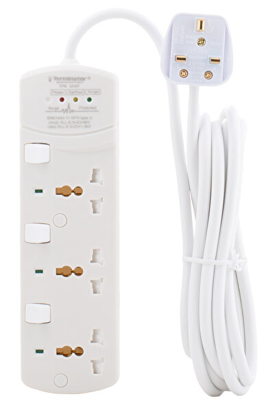 Terminatör Terminator Brand Universal Power Extension Socket with Surge Prote...