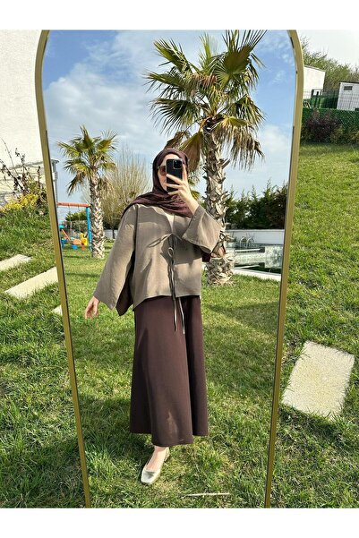 SAMSA Tie-Front 2-Tie Kimono Shirt Modern Hijab Stylish New Season Over-Skirt...