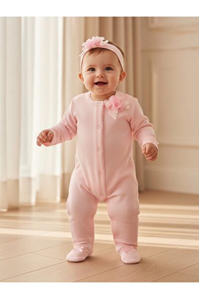 Luna & Lily By Styli 2 Piece - Button-Up Sleepsuit with Headband Set