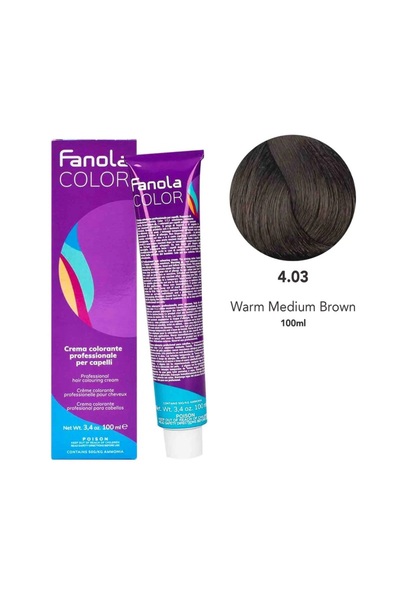 Fanola كريم تلوين الشعر 4.03 بني متوسط ​​دافئ 100 مل