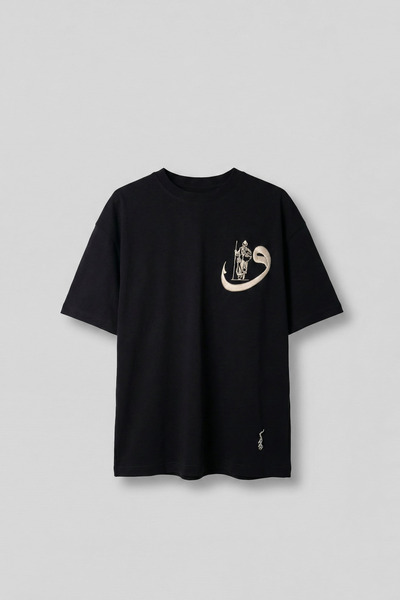 ablukaonline Ανδρικό μπλουζάκι με Βαμβάκι μοτίβα καλλιγραφίας oversized σε μα...