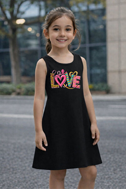 CACTUS COLLECTION Rochie de vară pentru fete cu imprimeu LOVE