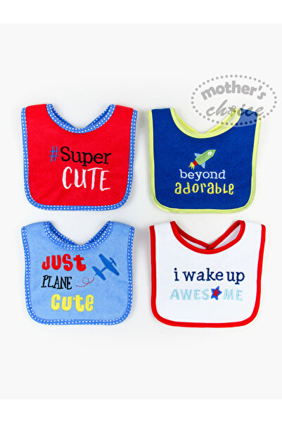 Mother's Choice By Styli Pack of 4 - Dribble Proof Bib with Terry Embroidery