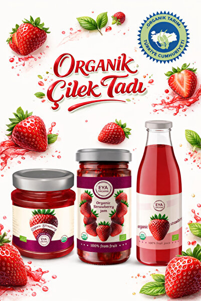 EYA ORGANİK Organik Çilek Tadım Paketi(Çilek Marmelatı-Çilek Suyu-Çilek Reçel...